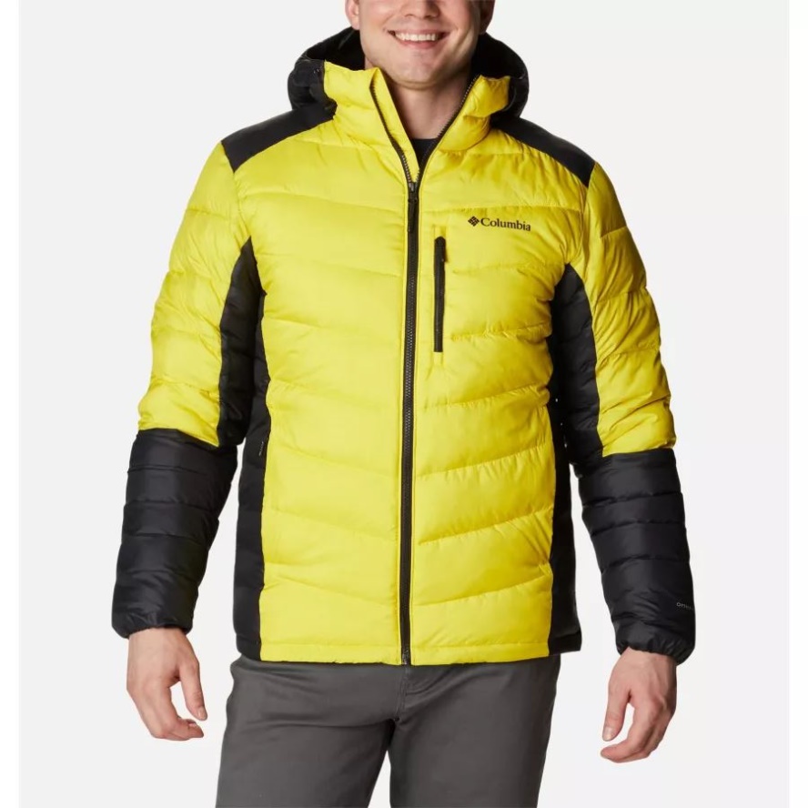 Laser Lemon/Black Men's Labyrinth Loop Insulated Hooded Jacket Columbia Sale