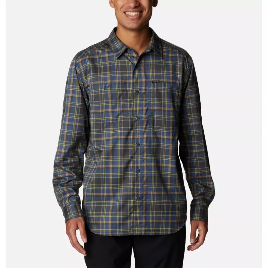 Laser Lemon Multi Plaid Columbia Sale Men's Silver Ridge Utility Lite Plaid Long Sleeve Shirt