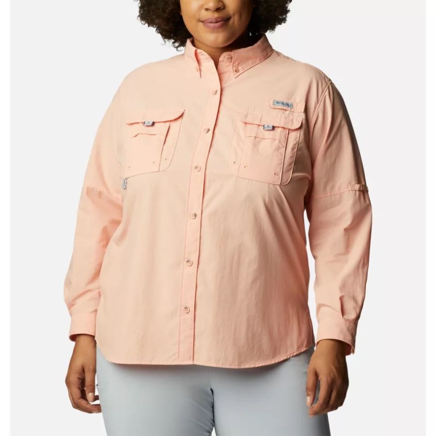 Light Coral Women's PFG Bahama Long Sleeve Plus Size Columbia Sale