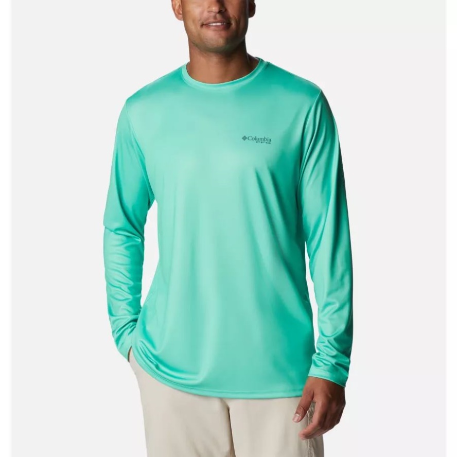 Light Jade/Metal Inshore Fish Men's Terminal Tackle PFG Fish Flag Long Sleeve Shirt Columbia Sale