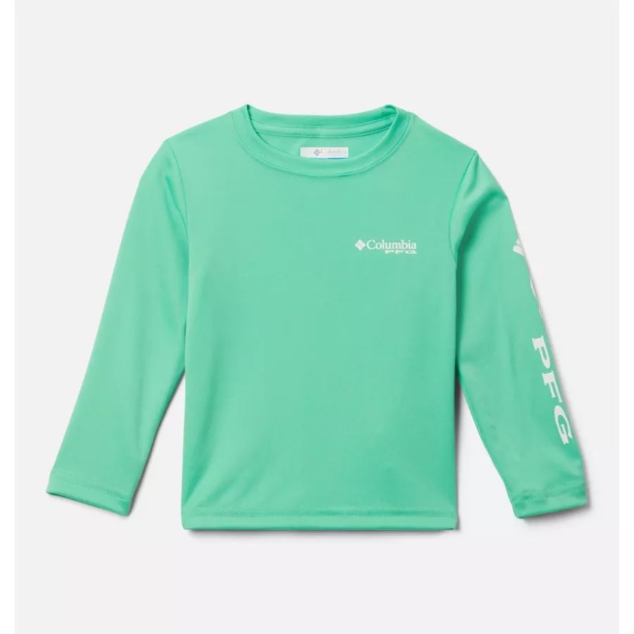 Light Jade/White Logo Boys' Toddler PFG Terminal Tackle Long Sleeve Shirt Columbia Sale