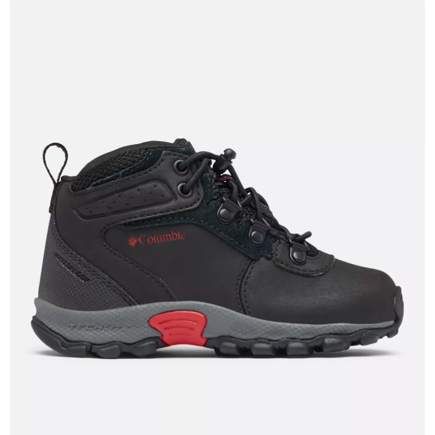 Little Kids' Newton Ridge Waterproof Hiking Boot Black/Mountain Red Columbia Sale