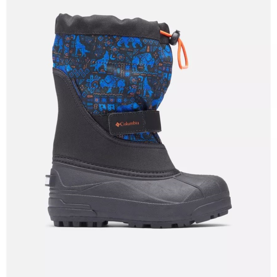 Little Kids' Powderbug Plus II Print Snow Boot Columbia Sale Black/Tangy Orange