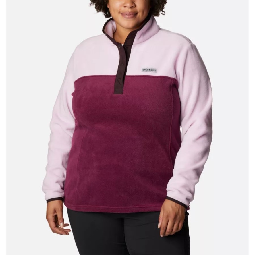 Marionberry/Aura Columbia Sale Women's Benton Springs 1/2 Snap Pullover Plus Size