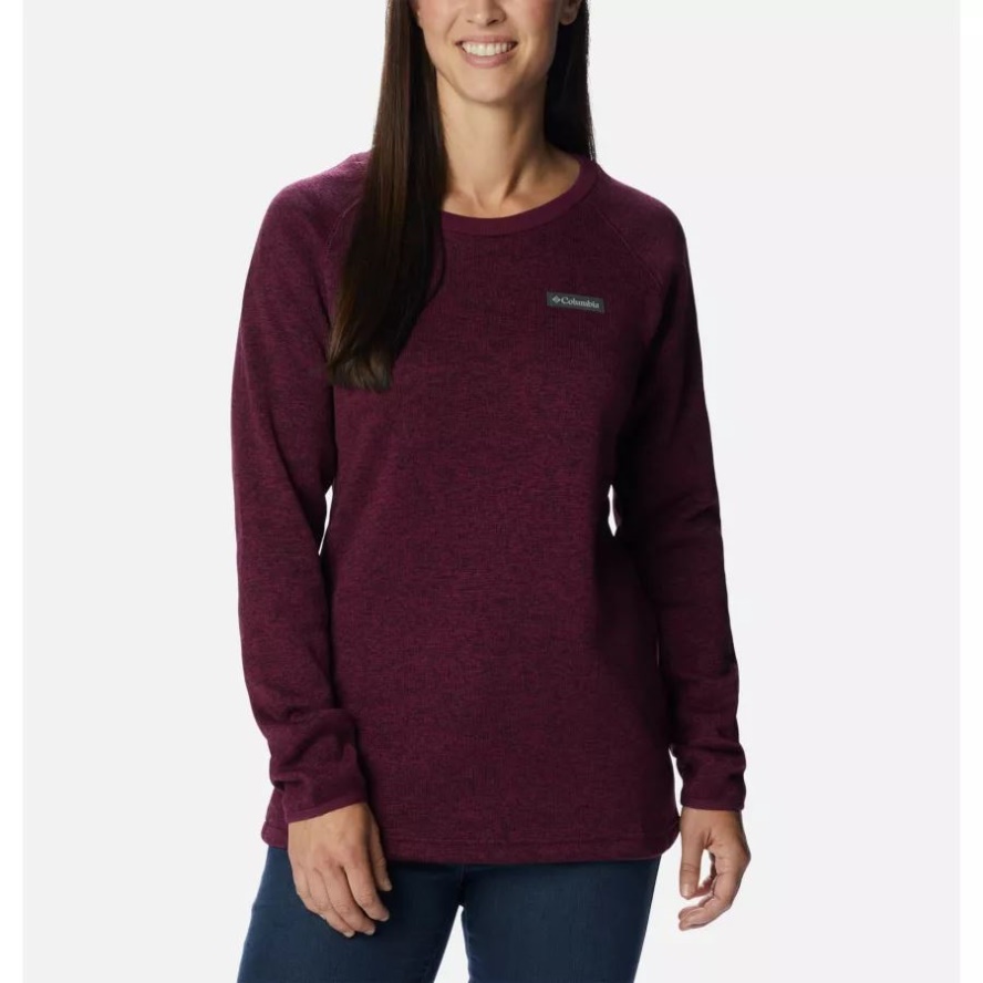 Marionberry Heather Women's Sweater Weather Fleece Crew Shirt Columbia Sale