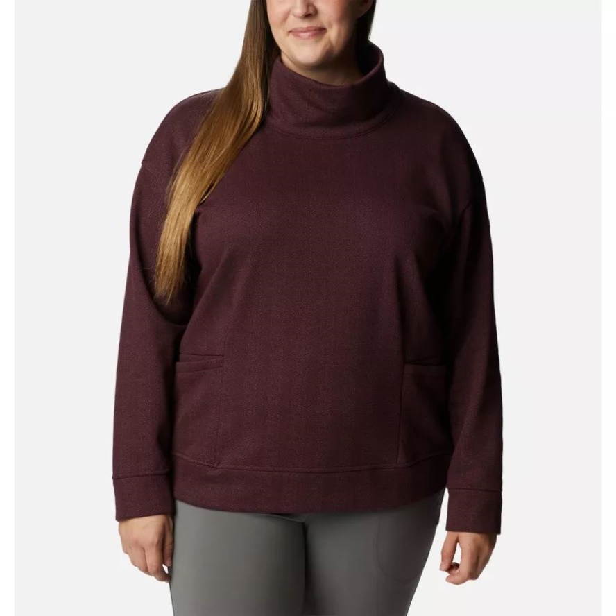Marionberry Herringbone Women's Columbia Sale Lodge Funnel Pullover Plus Size Columbia Sale
