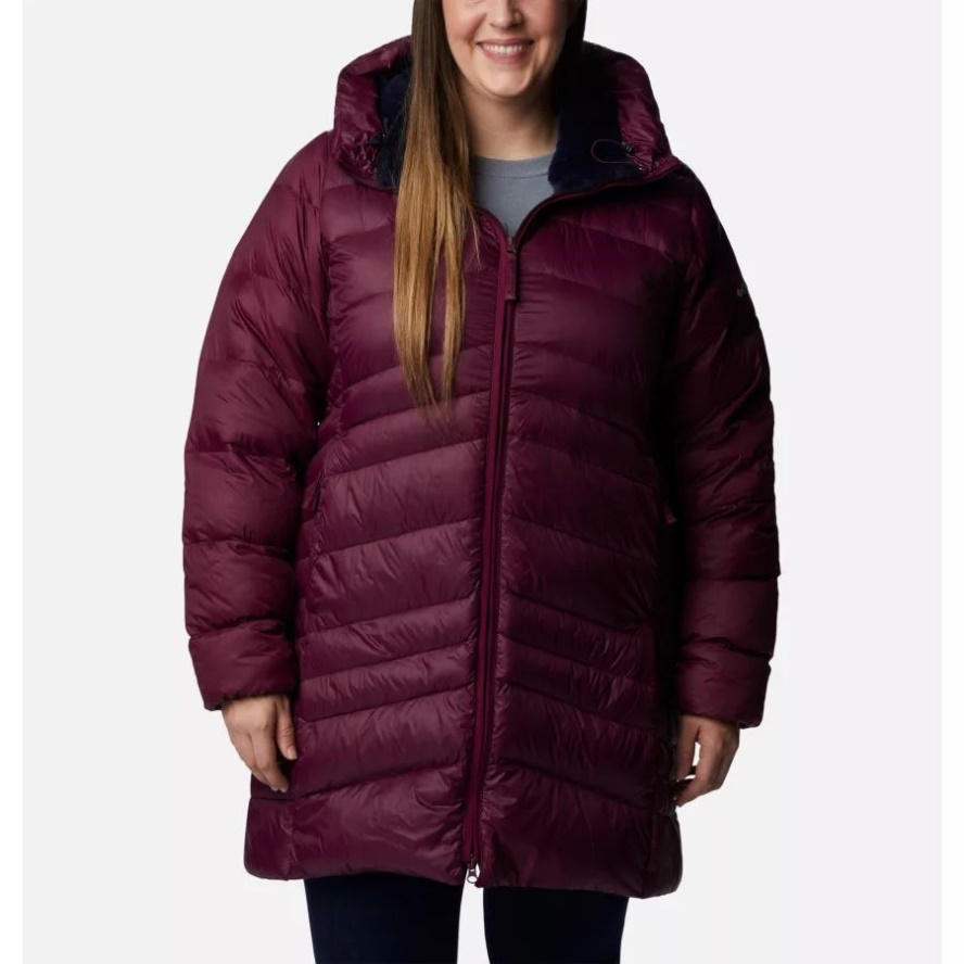 Marionberry Women's Autumn Park Down Hooded Mid Jacket Plus Size Columbia Sale