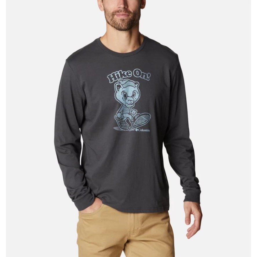 Men's Apres Lifestyle Long Sleeve Graphic T-Shirt Shark/Hiking Grizzly Columbia Sale