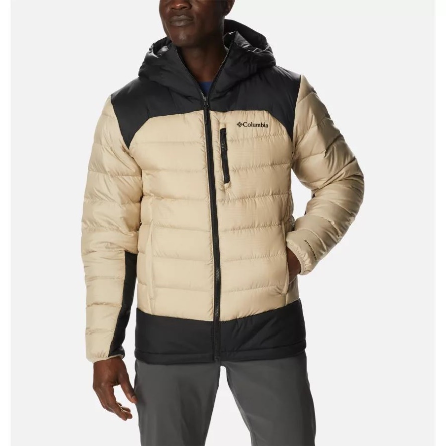 Men's Autumn Park Down Hooded Jacket Ancient Fossil/Black Columbia Sale