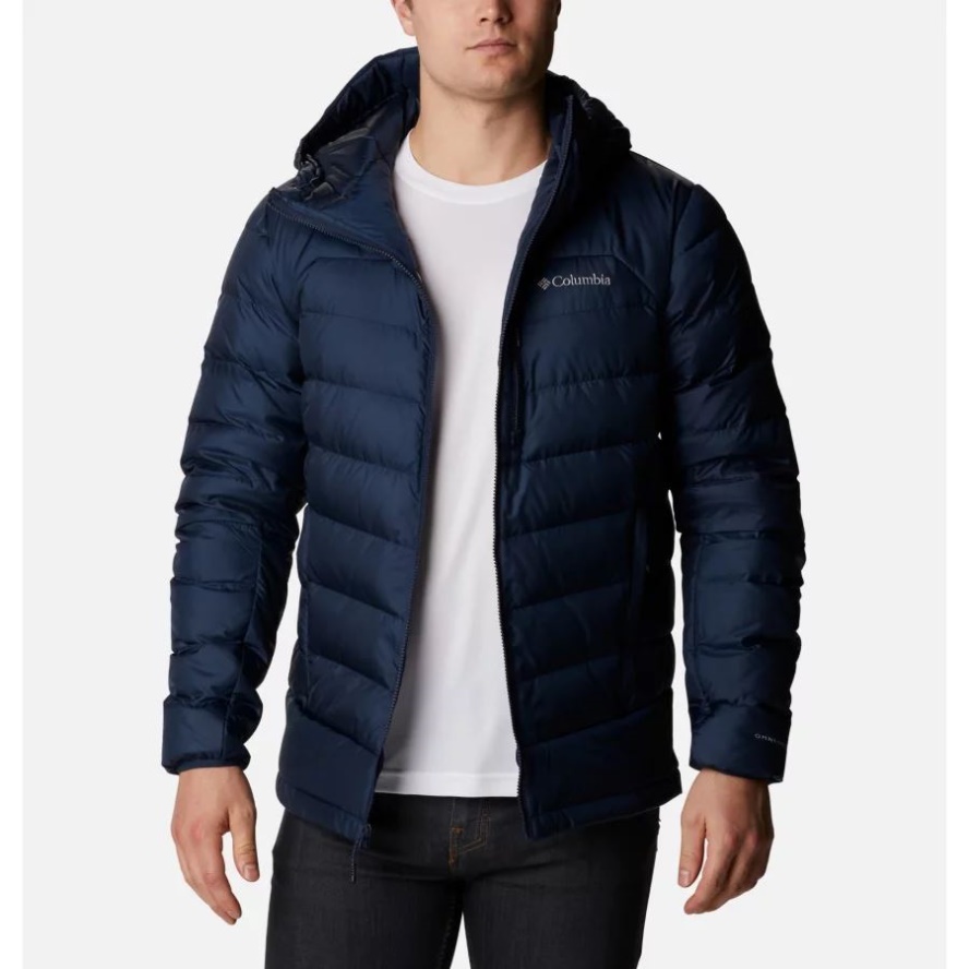 Men's Autumn Park Down Hooded Jacket Columbia Sale Collegiate Navy