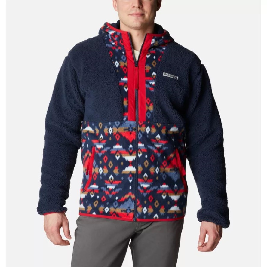 Men's Backbowl Sherpa Hooded Jacket Coll Navy/Coll Navy Rocky Mtn Print Columbia Sale