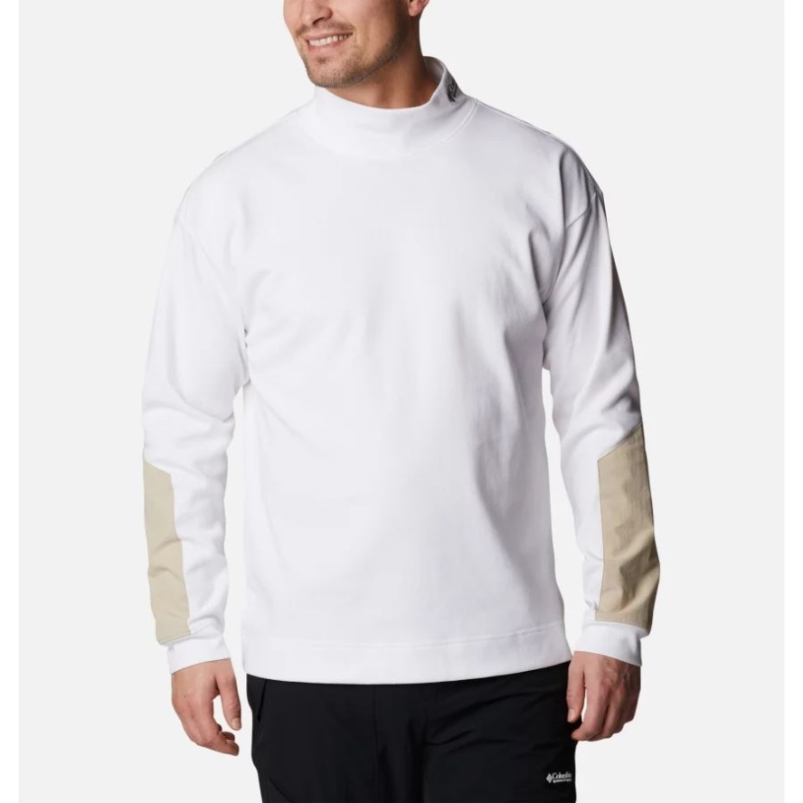 Men's Ballistic Ridge High Neck Long Sleeve T-Shirt White/Ancient Fossil Columbia Sale
