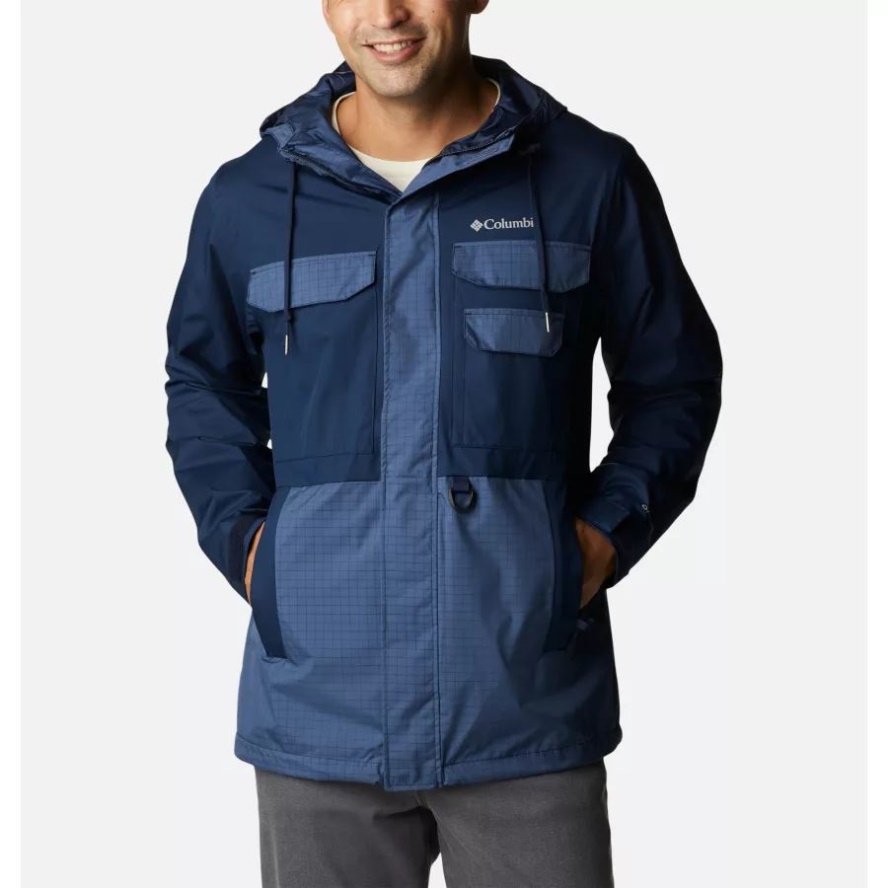 Men's Buckhollow Waterproof Shell Jacket Columbia Sale Collegiate Navy/Dark Mountain Rip Stop