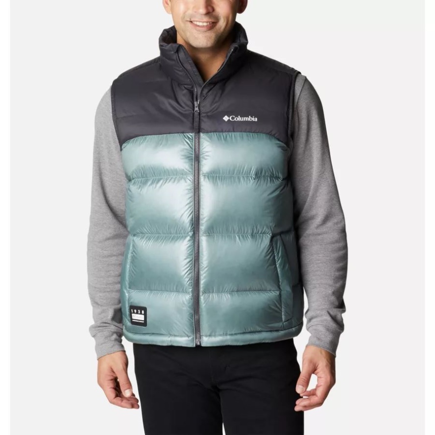 Men's Bulo Point II Down Puffer Vest Metal Shiny/Shark Columbia Sale