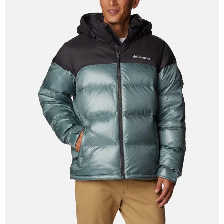 Men's Bulo Point II Hooded Down Puffer Jacket Metal Shiny/Shark Columbia Sale