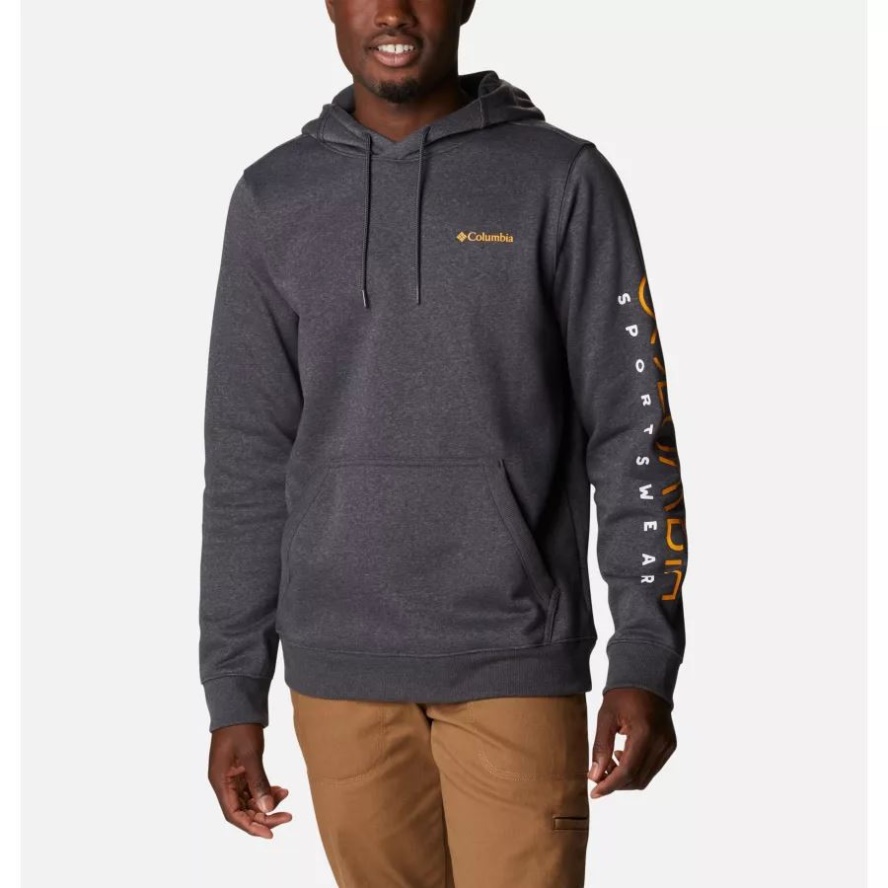 Men's CSC Basic Logo II Hoodie Columbia Sale Brand Shark Heather/Columbia Sale Brand Stencil Sleeve