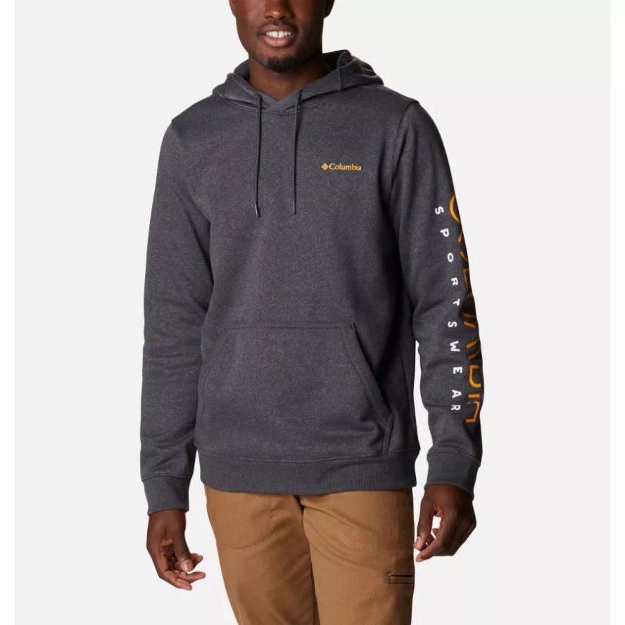 Men's CSC Basic Logo II Hoodie Columbia Sale Shark Heather/Columbia Sale Stencil Sleeve
