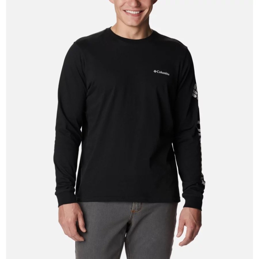 Men's CSC Basic Logo Long Sleeve T-Shirt Black/CSC Sleeve Logo Columbia Sale