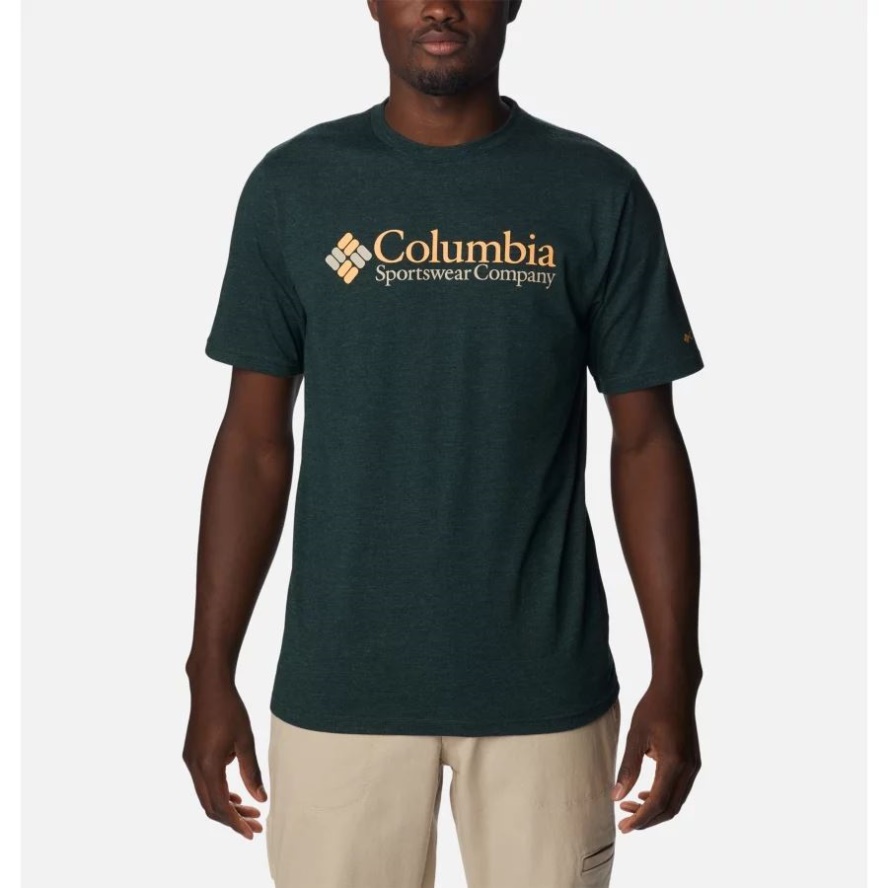 Men's CSC Basic Logo Short Sleeve Columbia Sale Spruce Heather/CSC Retro Logo