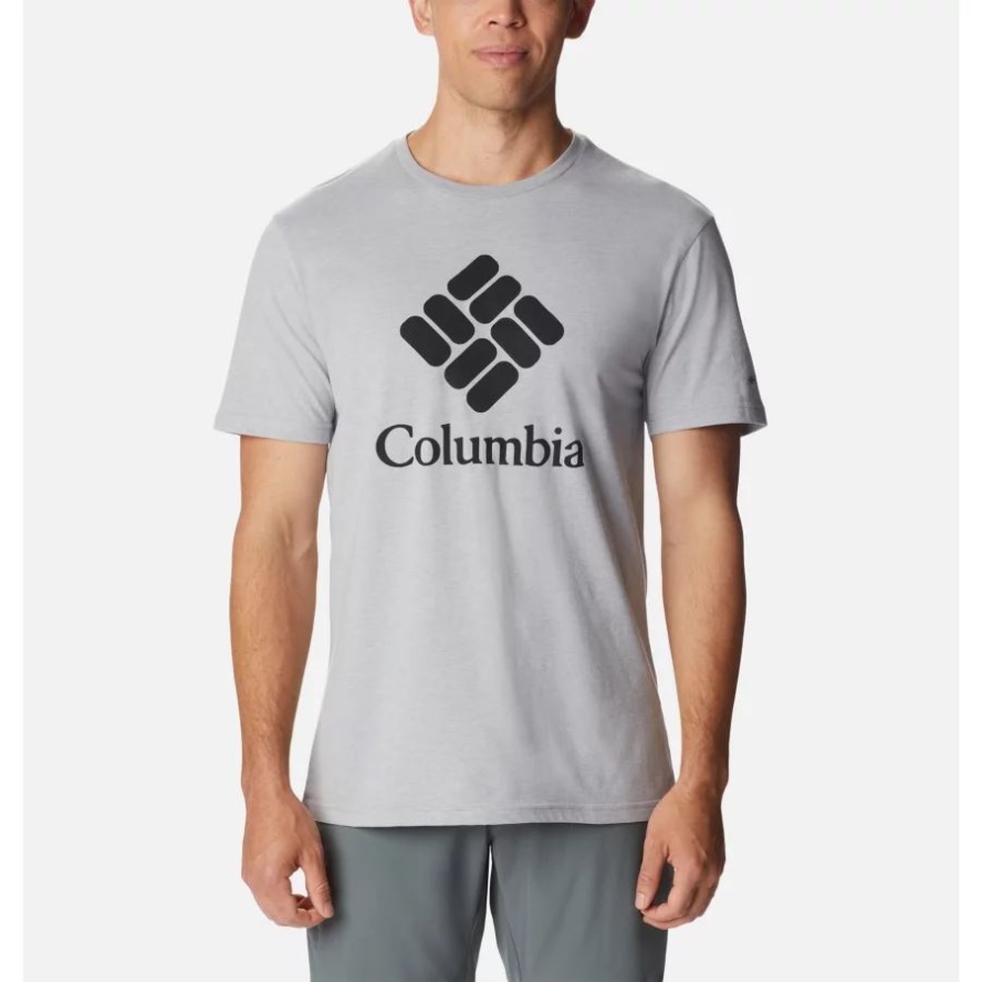 Men's CSC Basic Logo Tee Columbia Sale Grey Heather/CSC Stacked Logo Columbia Sale