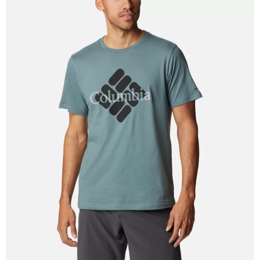 Men's CSC Graphic Casual Organic Cotton T-shirt Metal/Centered Gem Columbia Sale