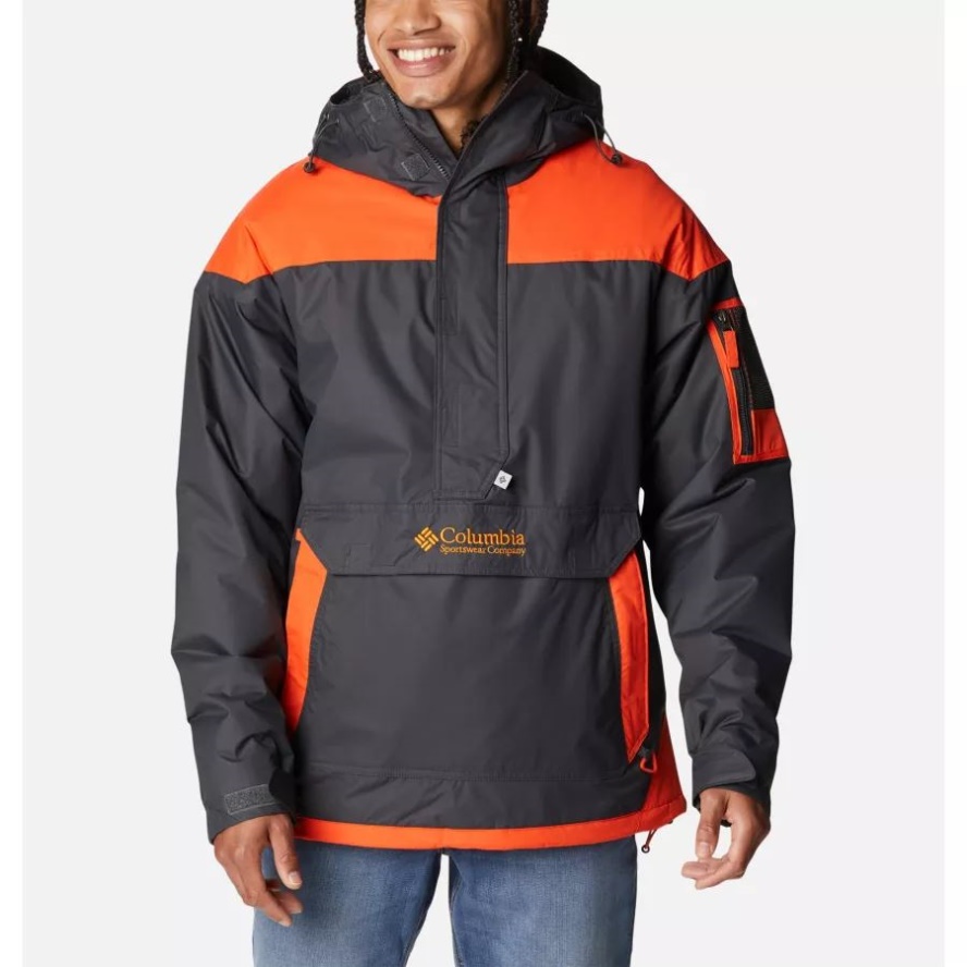 Men's Challenger Pullover Anorak Columbia Sale Shark/Red Quartz