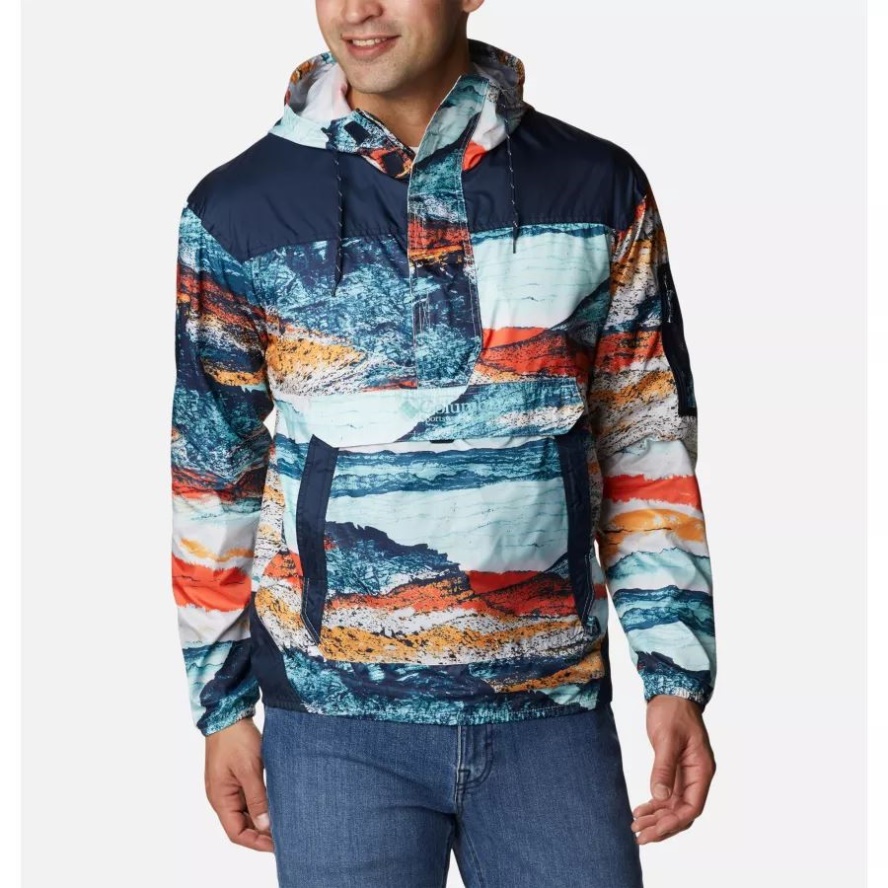 Men's Challenger Windbreaker Columbia Sale Icy Morn Hyper Nature Print/Coll Navy