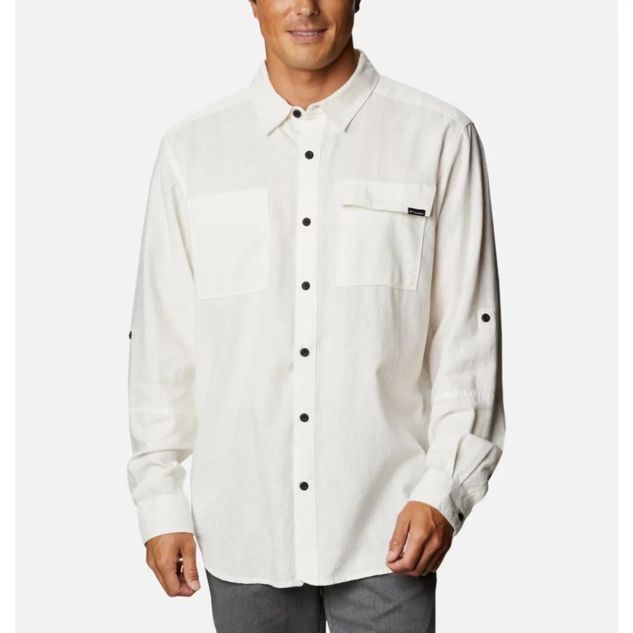 Men's Clarkwall Hemp Chambray Long Sleeve Shirt White Columbia Sale