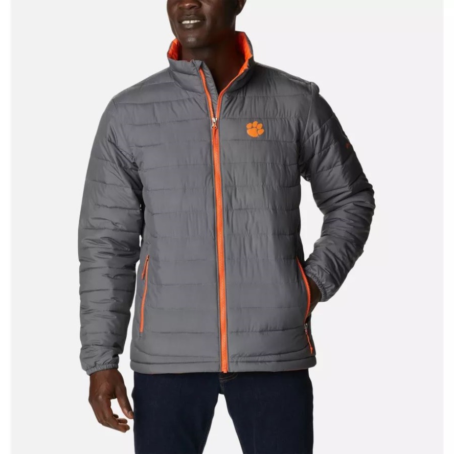 Men's Collegiate Powder Lite Jacket Clemson CLE - City Grey Columbia Sale
