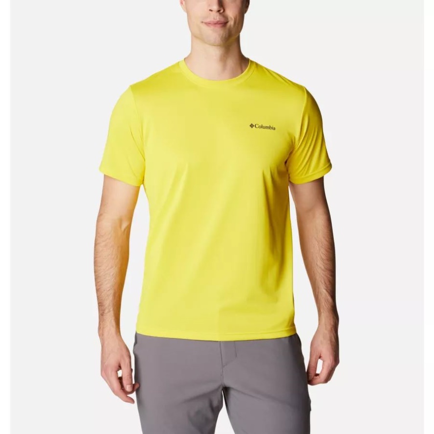 Men's Columbia Sale Hike Crew Short Sleeve Shirt Columbia Sale Laser Lemon