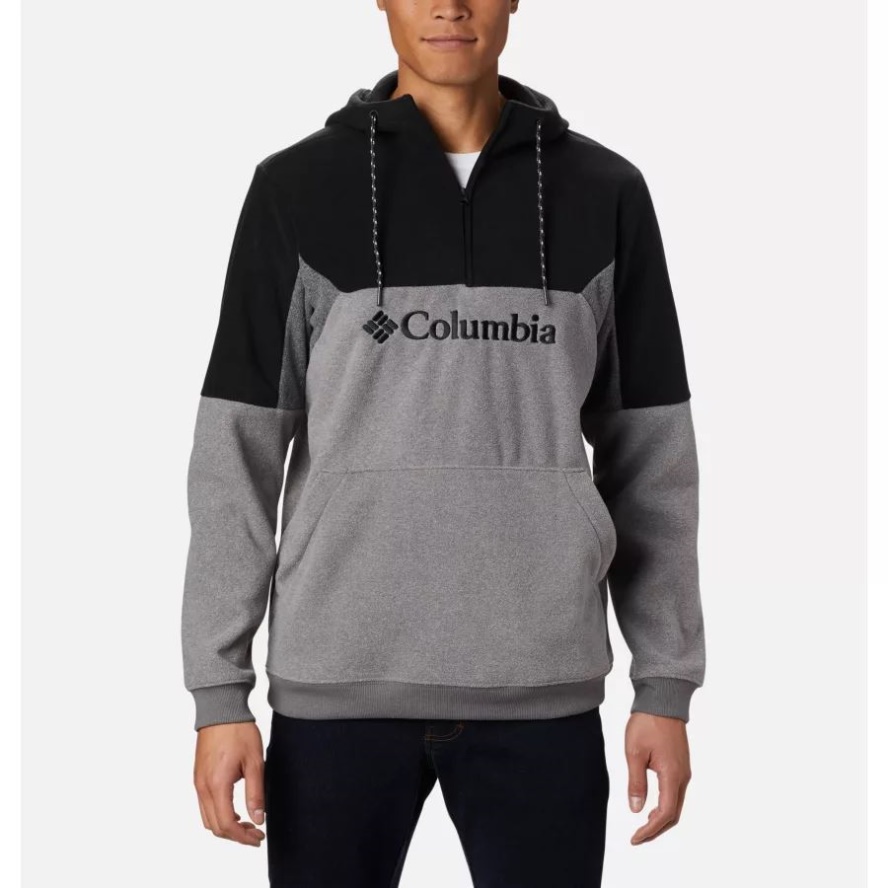 Men's Columbia Sale Lodge II Fleece Hoodie City Grey Heather/Black/Shark Heather Columbia Sale
