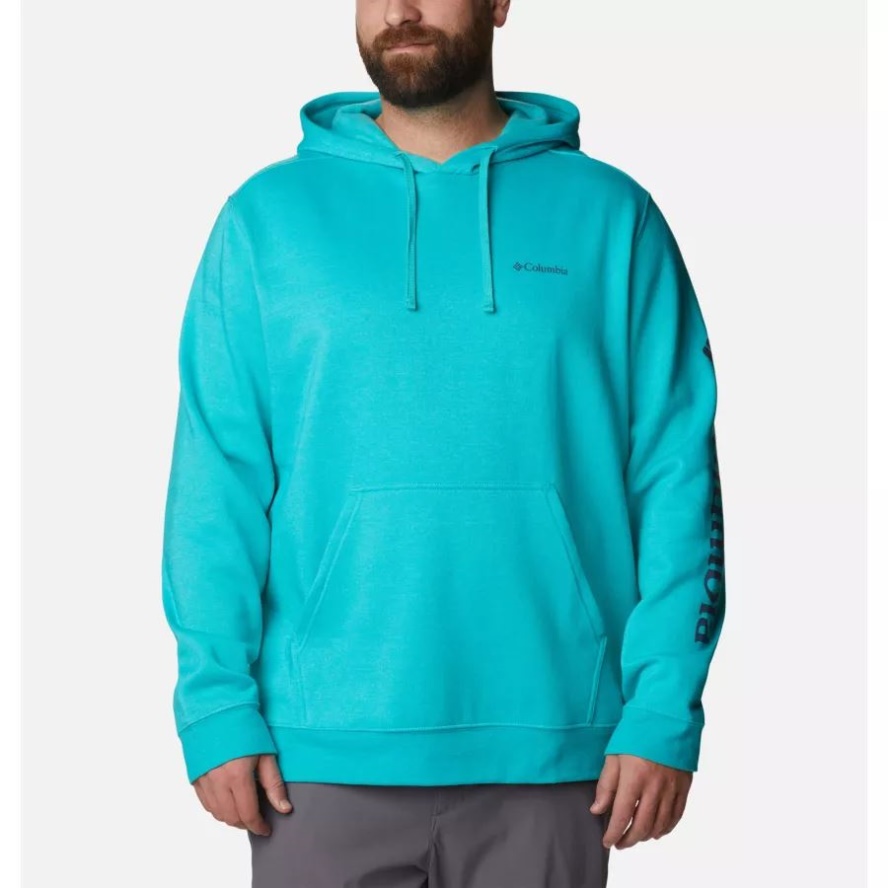 Men's Columbia Sale Trek Hoodie Big Columbia Sale Bright Aqua Heather/CSC Sleeve Logo