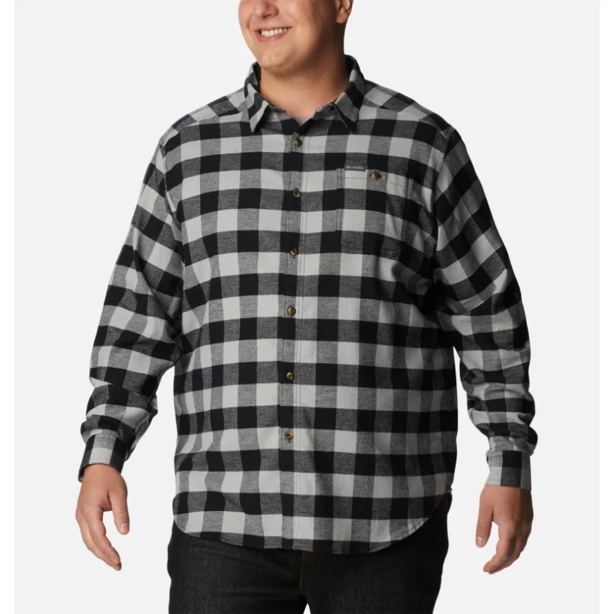 Men's Cornell Woods Flannel Long Sleeve Shirt Big Columbia Sale Columbia Sale Grey Buffalo Check
