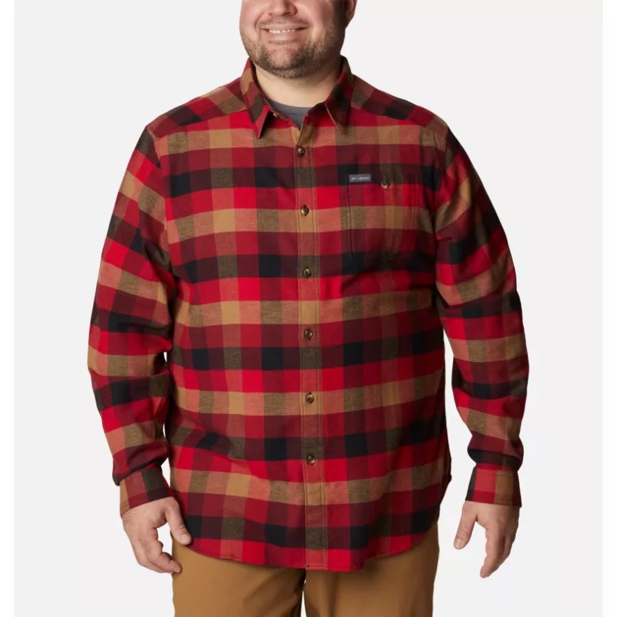Men's Cornell Woods Flannel Long Sleeve Shirt Big Columbia Sale Red Jasper Buffalo Check