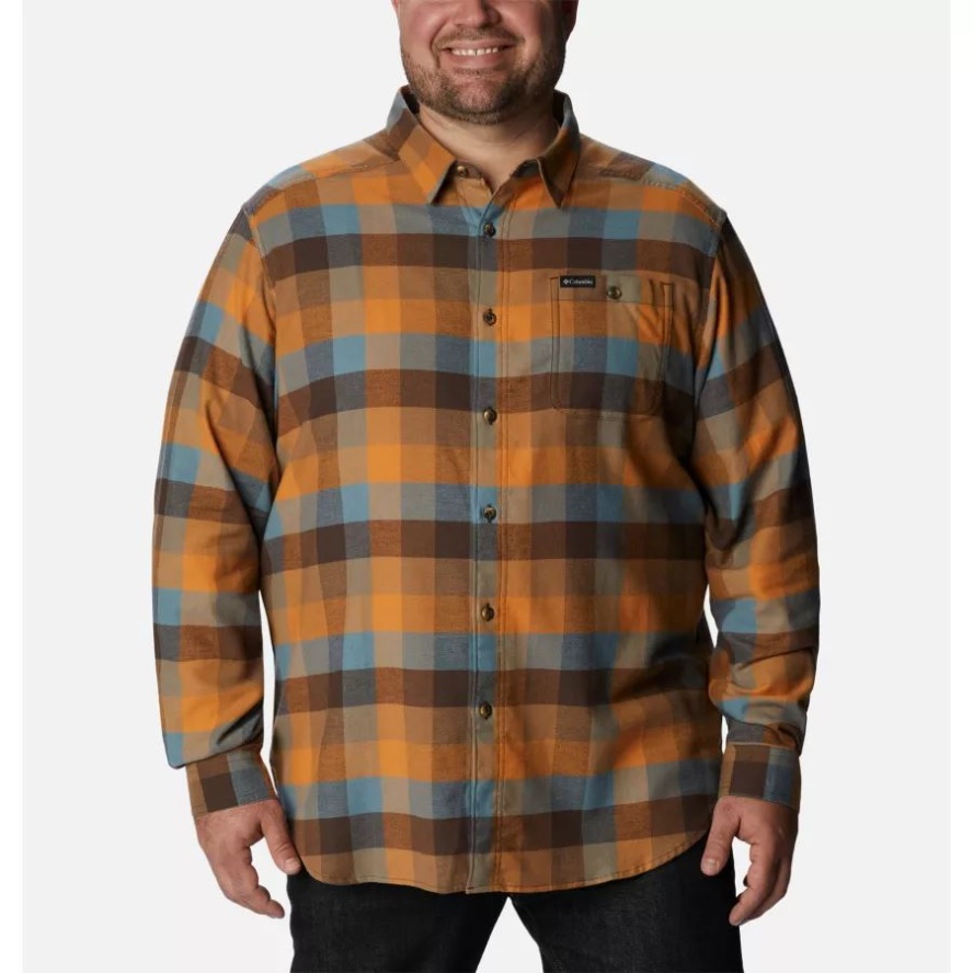 Men's Cornell Woods Flannel Long Sleeve Shirt Big Delta Buffalo Check Columbia Sale