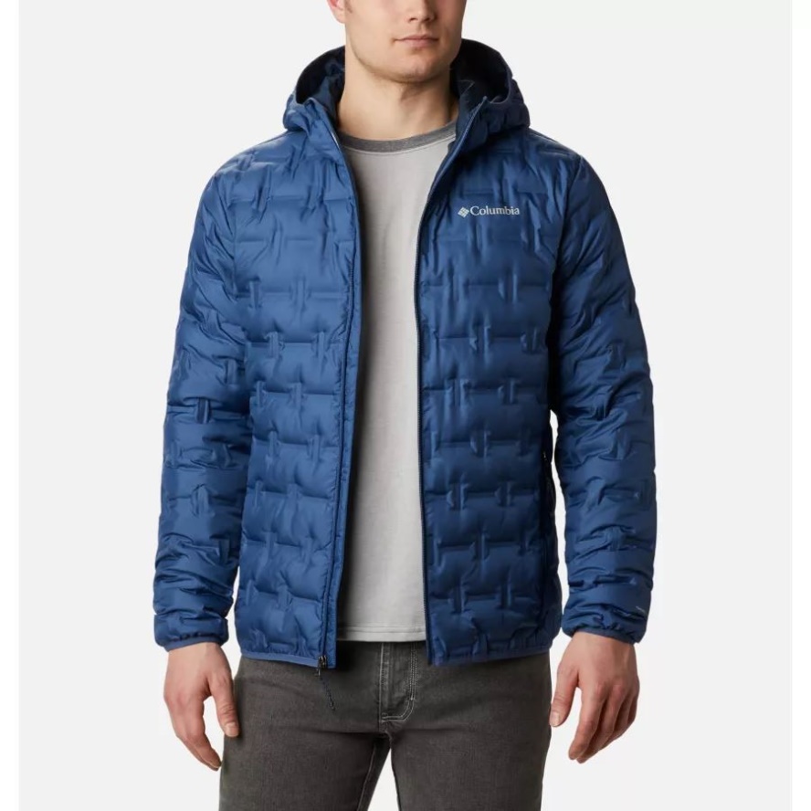 Men's Delta Ridge Down Hooded Jacket Night Tide Columbia Sale