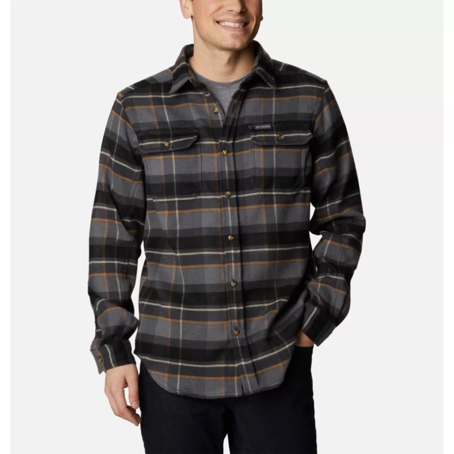 Men's Deschutes River Heavyweight Flannel Shirt Columbia Sale City Grey Large Multi Check