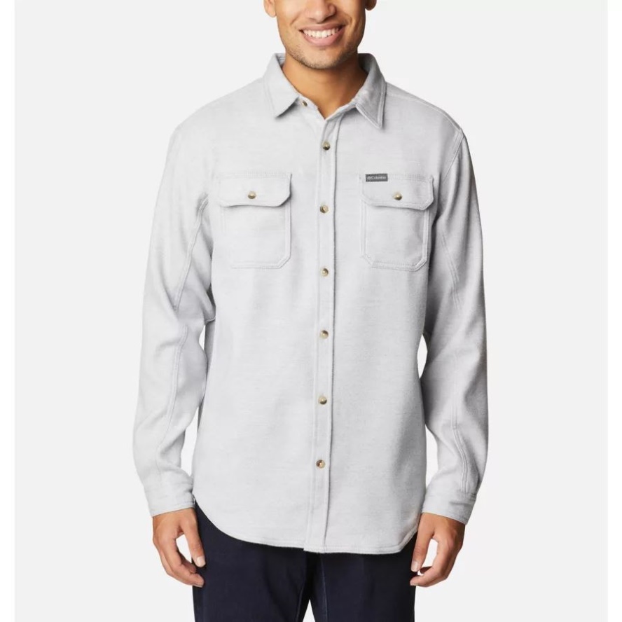 Men's Deschutes River Heavyweight Flannel Shirt Columbia Sale Grey Heather Columbia Sale