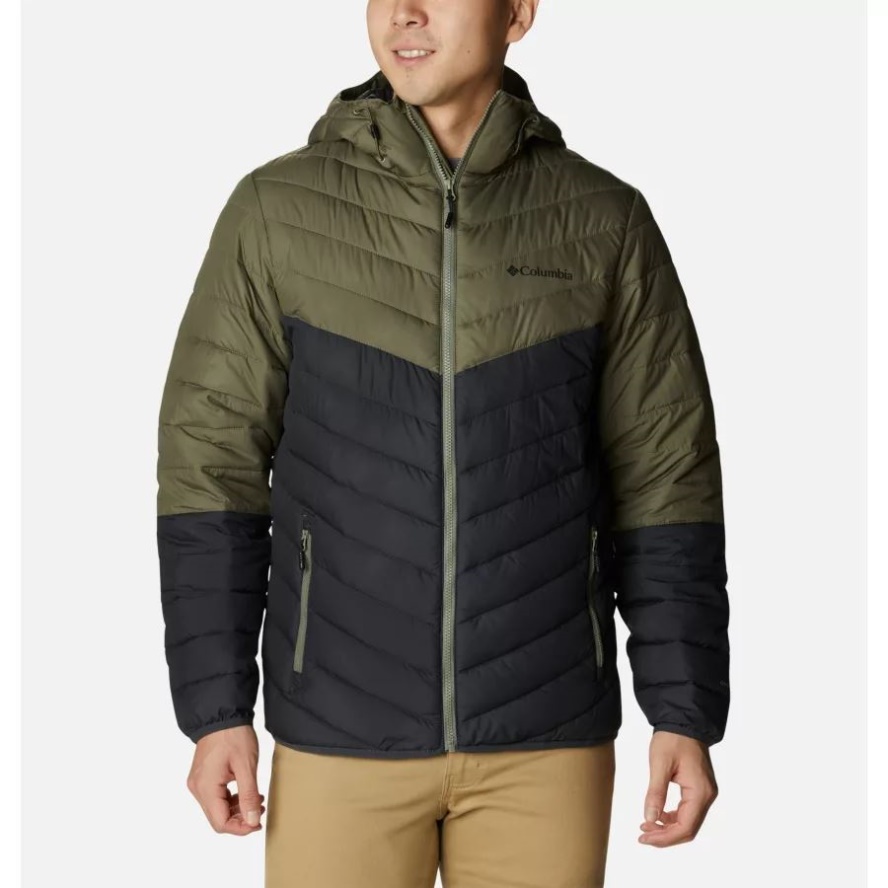 Men's Eddie Gorge Hooded Insulated Jacket Columbia Sale Shark/Stone Green