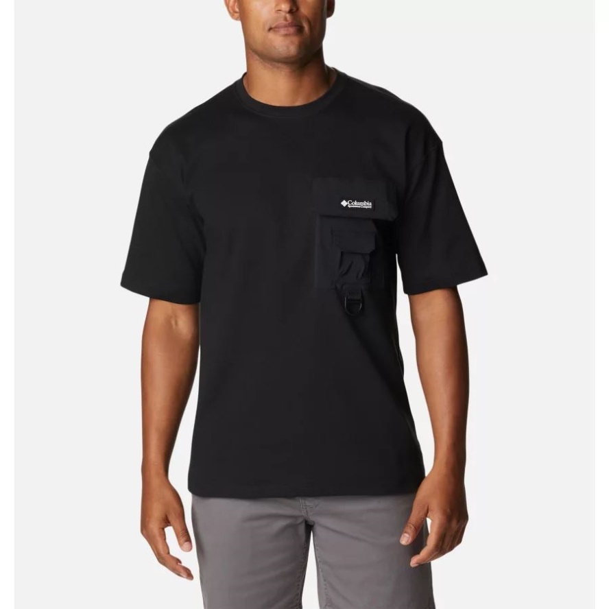 Men's Field Creek Double Knit Short Sleeve Shirt Black Columbia Sale