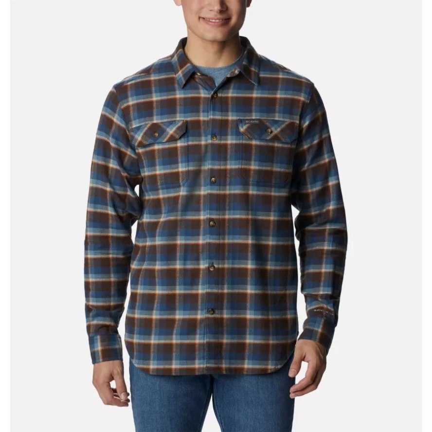 Men's Flare Gun Stretch Flannel Tall Columbia Sale Cordovan Shadow Plaid