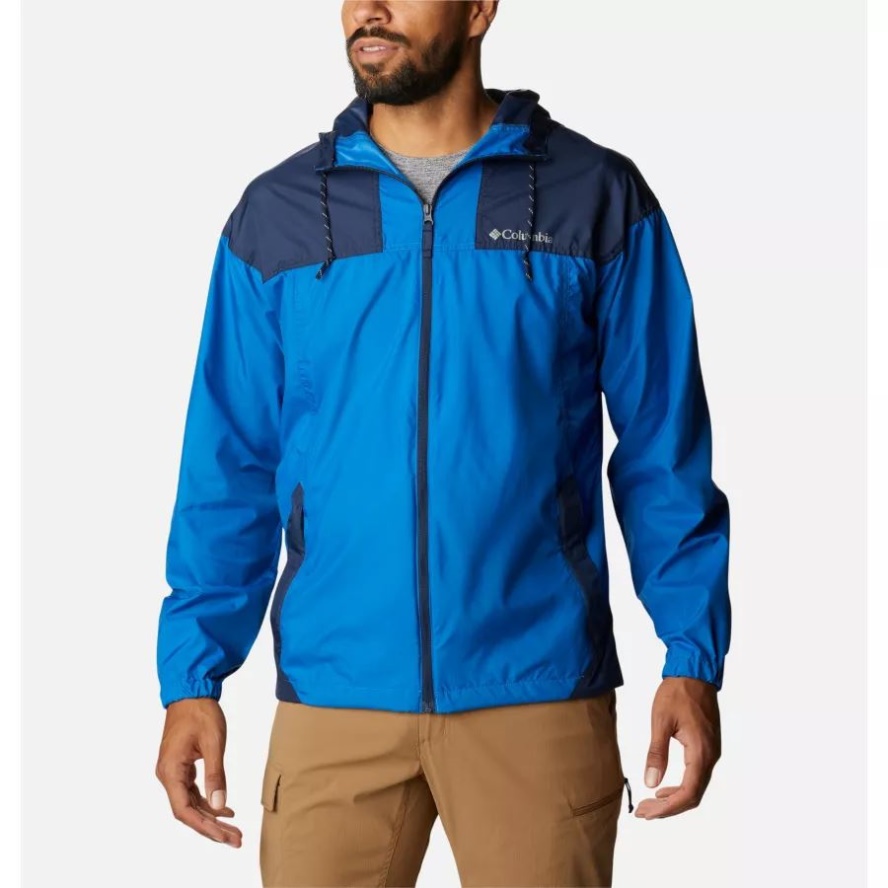 Men's Flash Challenger Windbreaker Jacket Columbia Sale Bright Indigo/Collegiate Navy