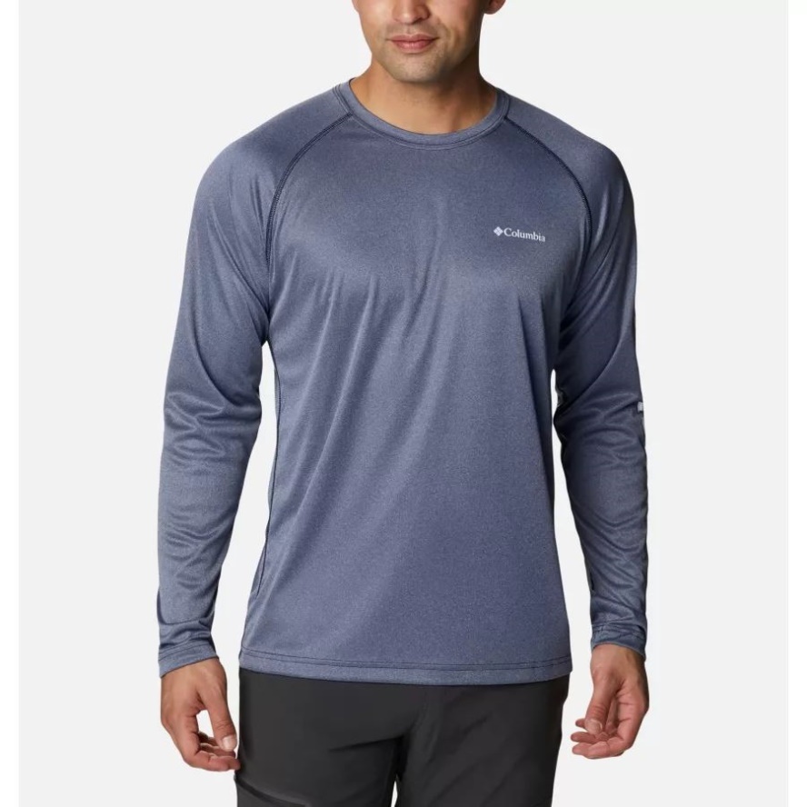 Men's Fork Stream Heather Long Sleeve Shirt Columbia Sale Collegiate Navy Heather