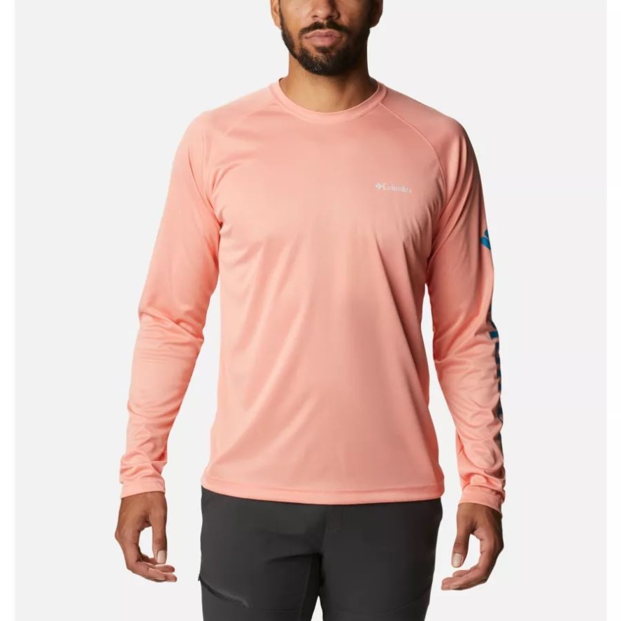 Men's Fork Stream Heather Long Sleeve Shirt Coral Reef Heather Columbia Sale
