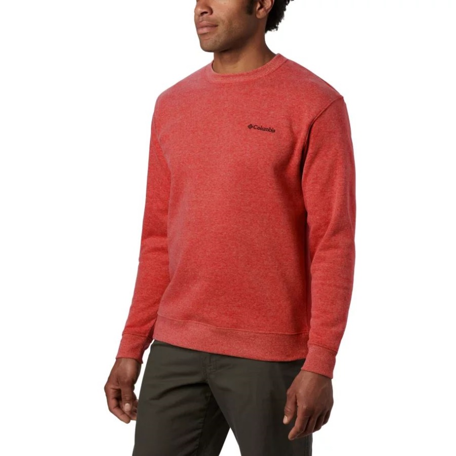 Men's Hart Mountain II Crew Sweatshirt Tall Columbia Sale Red Jasper Heather