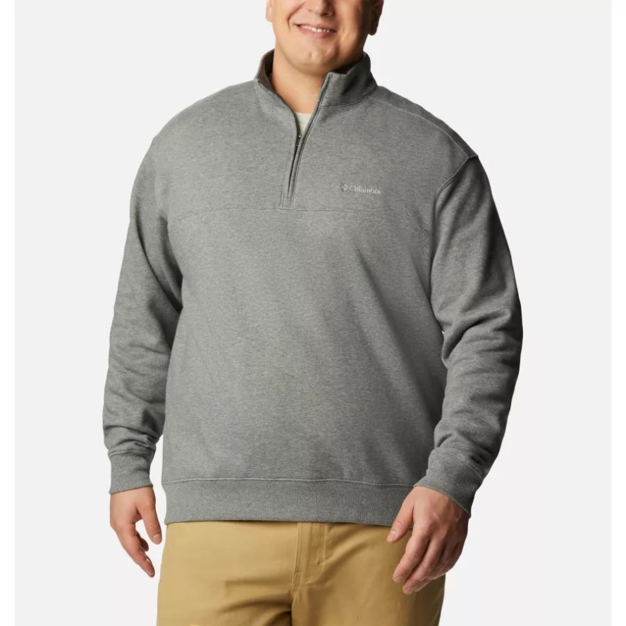 Men's Hart Mountain II Half Zip Sweatshirt Big Charcoal Heather Columbia Sale