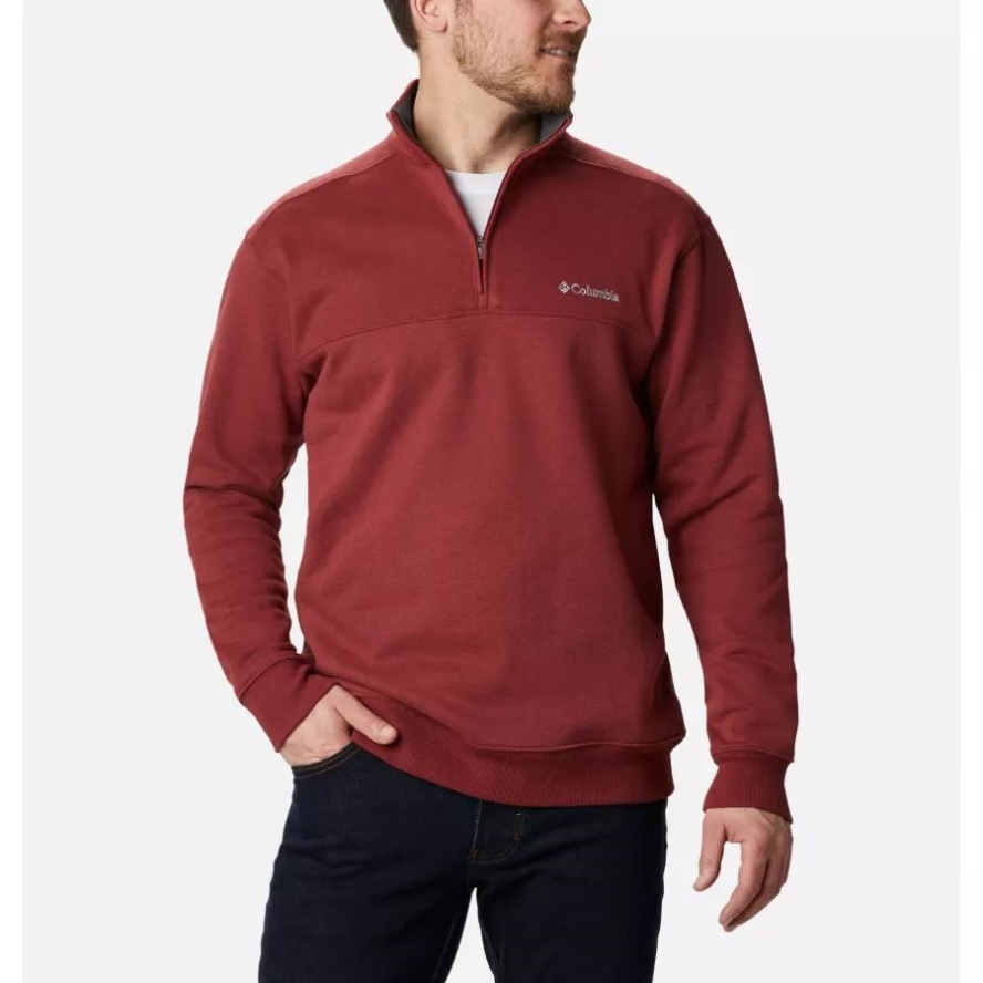 Men's Hart Mountain II Half Zip Sweatshirt Red Jasper Columbia Sale