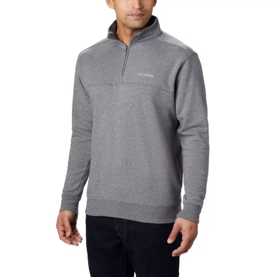 Men's Hart Mountain II Half Zip Sweatshirt Tall Charcoal Heather Columbia Sale