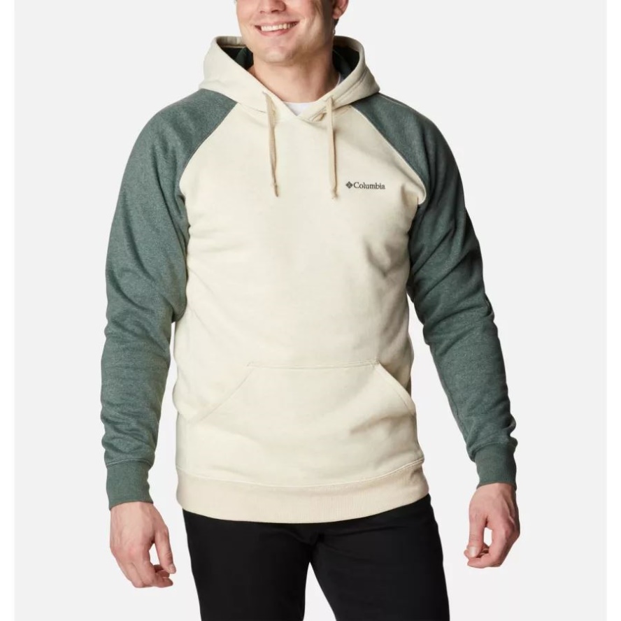 Men's Hart Mountain II Hoodie Oatmeal Heather/Spruce Heather Columbia Sale