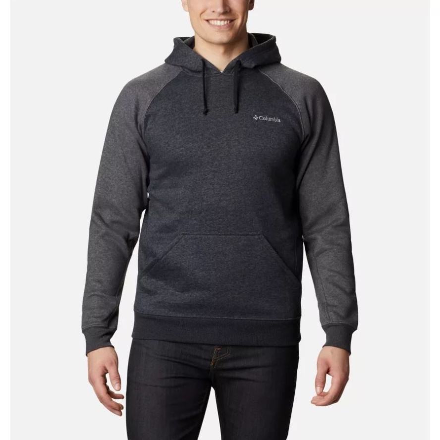 Men's Hart Mountain II Hoodie Tall Black Heather/Shark Heather Columbia Sale